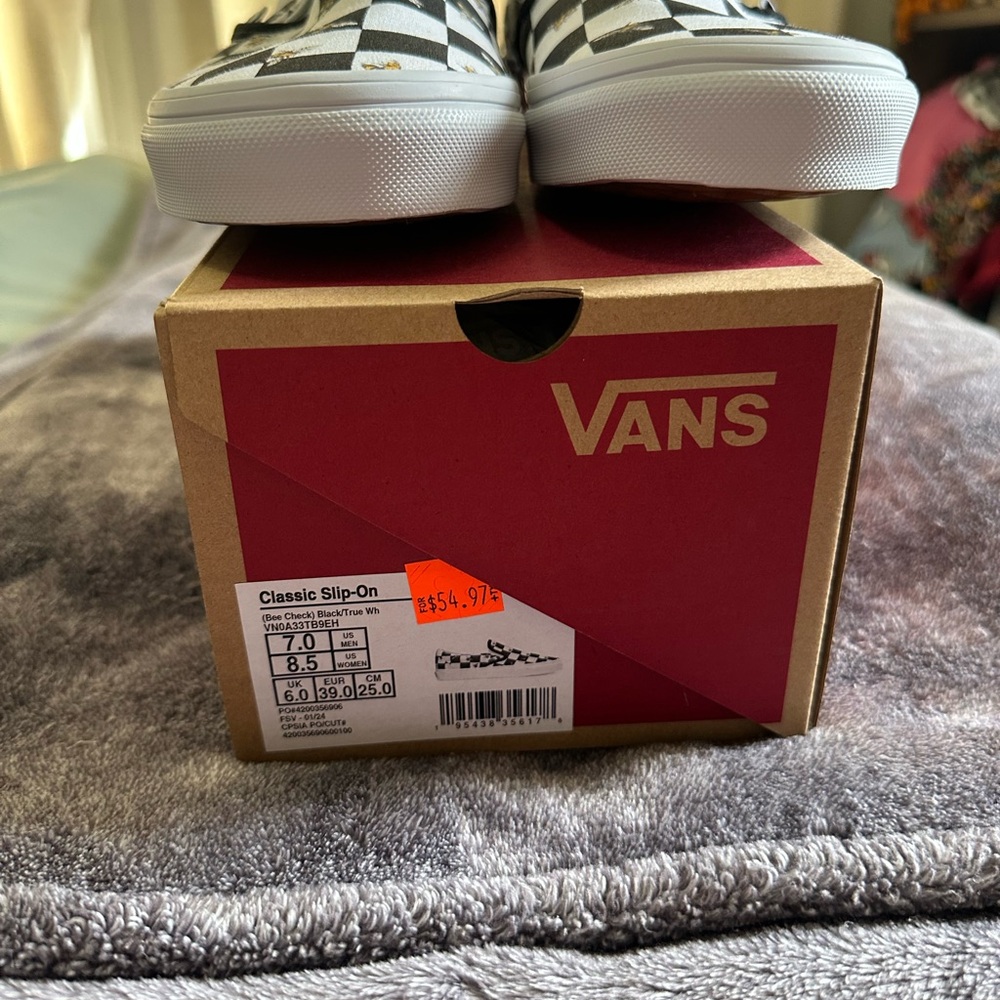 Vans Black and White Checkered Slip-On Sneakers - Picture 2 of 5